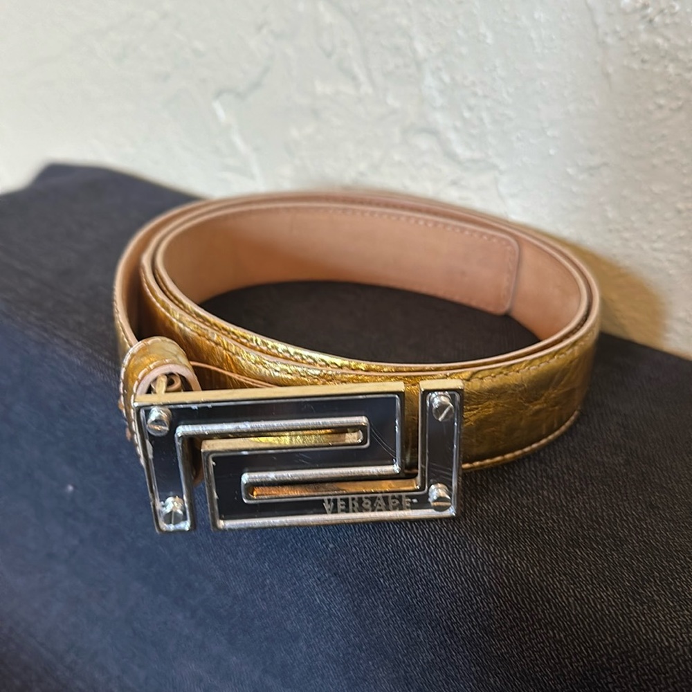 Versace Gold leather belt size 95